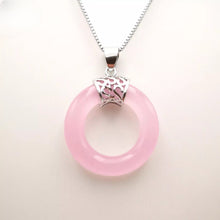 Load image into Gallery viewer, Nature Jade Ring Round Pendant Necklace Gift Jewelry charm Blessing Fortune a
