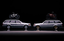 Load image into Gallery viewer, Mortal 1:64 Benz S124 E300 Wagon Roof Bicycle Classic Model Diecast Metal Car New