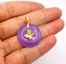 Load image into Gallery viewer, Nature Purple Jade Butterfly Pendant Necklace Gift Jewelry charm Blessing Luck G