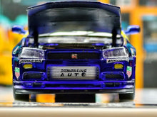 Load image into Gallery viewer, DK 1:64 HEC Blue JDM Skyline GTR R34 Racing Sports Model Diecast Metal Car New Collection