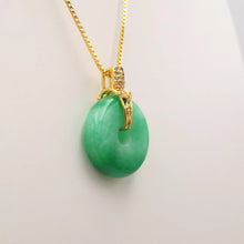 Load image into Gallery viewer, Nature Jade Round Peace Green Pendant Necklace Gift Jewelry charm Blessing Luck