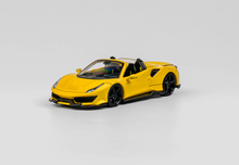 Load image into Gallery viewer, TPC 1:64 Yellow 488 Pista Convertible Racing Sport Model Diecast Metal Car New Collection