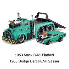 Load image into Gallery viewer, Maisto 1:64 1953 Mack B61 Flatbed Trailer Dart HEMI Gasse Model Metal Car New