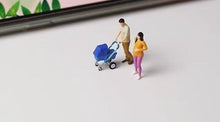 Load image into Gallery viewer, 1:64 Painted Figure Model Miniature Resin Diorama Pregnant Lady Man Stroller Set