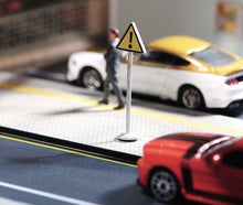 Load image into Gallery viewer, 1:64 Painted Unpainted Figure Model Miniature Resin Diorama Road Caution Sign