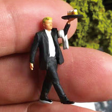 Load image into Gallery viewer, 1:64 Painted Figure Mini Model Miniature Resin Diorama Cafe Restaurant Waiter