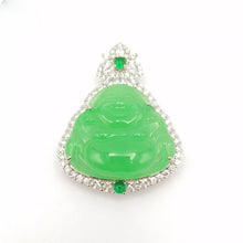 Load image into Gallery viewer, Nature Jade Green Laughing Budha Pendant Necklace Gift Jewelry charm Blessing