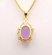 Load image into Gallery viewer, Nature Jade Water Drop Purple Pendant Necklace Gift Jewelry charm Blessing Luck