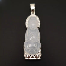 Load image into Gallery viewer, Nature Jade Guanyin Pendant Necklace Gift Jewelry charm Blessing Lucky White S