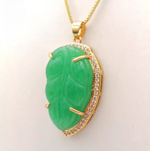 Load image into Gallery viewer, Nature Jade Leaf Pendant Necklace Gift Jewelry charm Blessing Lucky Fortune a