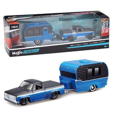 Load image into Gallery viewer, Maisto 1:64 1987 Chevy 1500 Pickup Traveler Trailer Tow & Go Model Metal Car