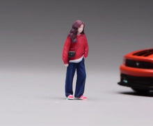 Load image into Gallery viewer, 1:64 Painted Figure Model Miniature Resin Diorama Lady in Red Casual Denim Woman