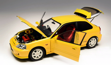 Load image into Gallery viewer, MH 1:18 Yellow JDM Civic Type R EK9 Hatchback Engine Model Diecast Metal Car