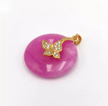 Load image into Gallery viewer, Nature Jade Butterfly Round Pendant Necklace Gift Jewelry charm Blessing Lucky b