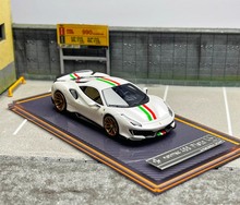 Load image into Gallery viewer, U2 1:64 White Novitec 488 Pista Racing Sports Model Diecast Resin Car Box