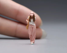 Load image into Gallery viewer, 1:64 Painted Figure Model Miniature Resin Diorama Toy Sand Pink Cap Girl Walking