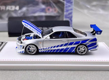 Load image into Gallery viewer, FH 1:64 FNF JDM Silver Skyline GTR R34 Sports Model Diecast Metal Car New Collection