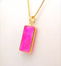 Load image into Gallery viewer, Nature Jade Pink Rectangle Pendant Necklace Gift Jewelry charm Blessing Lucky