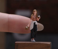 Load image into Gallery viewer, 1:64 Painted Figure Model Miniature Resin Beauty Walking Lady Holding Drink Girl