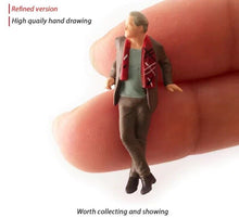 Load image into Gallery viewer, 1:64 Painted Figure Mini Model Miniature Resin Diorama Retro Bike Bicycle Man New Scene