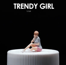 Load image into Gallery viewer, 1:64 Painted Figure Mini Model Toy Miniature Car Scenes Resin Sitting Caual Girl