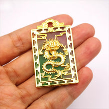 Load image into Gallery viewer, Nature Jade Dragon Rectangle Pendant Necklace Gift Jewelry charm Blessing Lucky