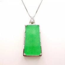 Load image into Gallery viewer, Nature Jade Retangle Fortune Pendant Necklace Gift Jewelry charm Blessing Luck a