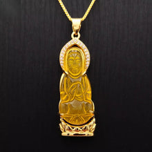 Load image into Gallery viewer, Nature Jade Guanyin Pendant Necklace Gift Jewelry charm Blessing Lucky Yellow G