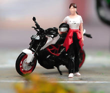 Load image into Gallery viewer, 1:64 Painted Figure Model Miniature Resin Diorama Sand Girl Motorbike Helmet Toy New