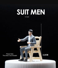Load image into Gallery viewer, 1:64 Painted Figure Mini Model Toy Miniature Car Scenes Resin Suit Man Sitting
