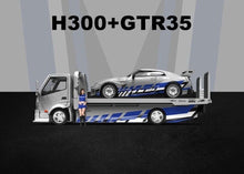 Load image into Gallery viewer, TM 1:64 Silver GTR R35 H300 Flatbed Trailer Truck Model Diecast Metal Car New Collection