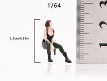 Load image into Gallery viewer, 1:64 Painted Figure Model Miniature Resin Diorama Lady in Black Sitting Cool Toy