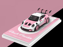 Load image into Gallery viewer, TM 1:64 Pink T1 992 GT3 RS Figure Flatbed Trailer Model Diecast Metal Car New Collection