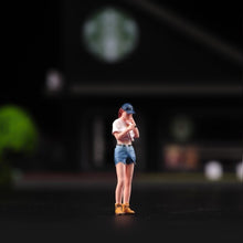 Load image into Gallery viewer, 1:64 Painted Figure Model Miniature Resin Diorama Sand Smoking Girl Cap Shorts New