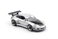 Load image into Gallery viewer, Poprace 1:64 Silver RWB 997 Racing Sports Model Diecast Metal Car New Collection