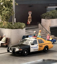 Load image into Gallery viewer, GOC 1:64 Black Yellow Crown Victoria CV DUI Police Model Diecast Metal Car New Collection
