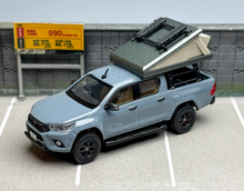 Load image into Gallery viewer, Tarmac 1:64 Gray Hilux Pickup Truck Roof Tent Sports Model Diecast Metal Car