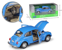 Load image into Gallery viewer, WELLY 1:24 VW Classic Vintage Beetle Model Diecast Metal Car Display
