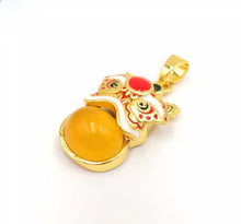 Load image into Gallery viewer, Nature Jade Traditional Lion Pendant Necklace Gift Jewelry charm Blessing Orang
