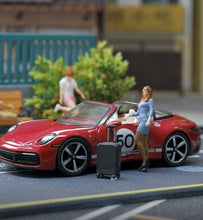 Load image into Gallery viewer, 1:64 Painted Figure Mini Model Toy Miniature Car Scenes Resin Stewardess Luggage
