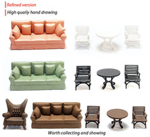 Load image into Gallery viewer, 1:64 Painted Figure Mini Model Miniature Resin Diorama Toy Sofa Table Chair Set