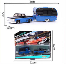 Load image into Gallery viewer, Maisto 1:64 1987 Chevy 1500 Pickup Traveler Trailer Tow & Go Model Metal Car
