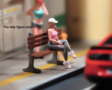 Load image into Gallery viewer, 1:64 Painted Figure Model Miniature Resin Diorama Sand Sitting Lady Girl Cap Toy