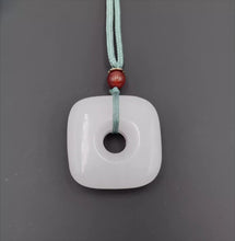 Load image into Gallery viewer, Nature Jade Pendant Necklace Gift Jewelry charm Blessing Lucky White Square Ring