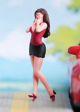 Load image into Gallery viewer, 1:64 Painted Figure Model Miniature Resin Diorama Sand Sexy Mini Skirt Girl Lady