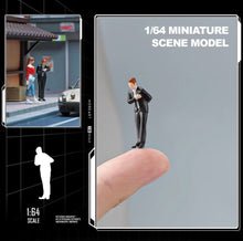 Load image into Gallery viewer, 1:64 Painted Figure Mini Model Toy Miniature Car Scenes Resin Bowing Man in Suit