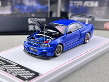 Load image into Gallery viewer, FH 1:64 Blue Carbon Skyline GTR R34 Z-Tune Sports Model Diecast Metal Car New Collection