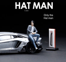 Load image into Gallery viewer, 1:64 Painted Figure Mini Model Toy Miniature Car Scenes Resin Sitting Hat Man