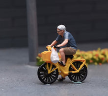 Load image into Gallery viewer, 1:64 Painted Figure Model Miniature Resin Diorama Scene Elderly Riding Bicycle
