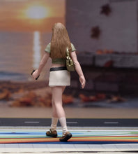 Load image into Gallery viewer, 1:24 Painted Figure Model Miniature Resin Diorama Brown Curly Hair Walking Girl